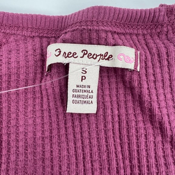 Free People Women's Santa Clara V-Neck Pullover Thermal Top Purple Small NWT - Picture 5 of 6